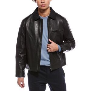 Theory Mens Leather Workwear Jacket, Black